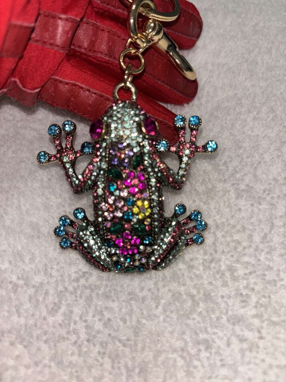 Colorful Rhinestone Frog Back Charm